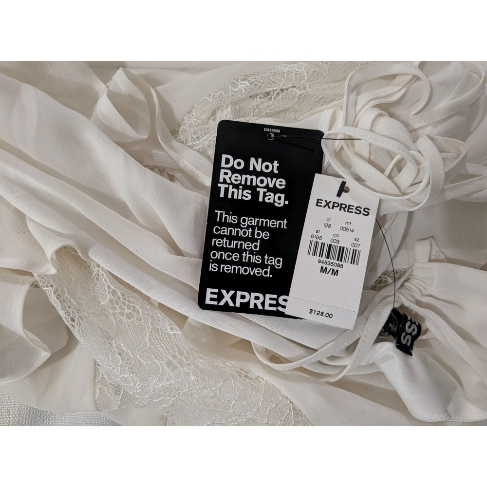 NWT Size M Express Lace Deep V Maxi Dress Romper Boho Euro Summer Beach Wedding - Picture 8 of 10